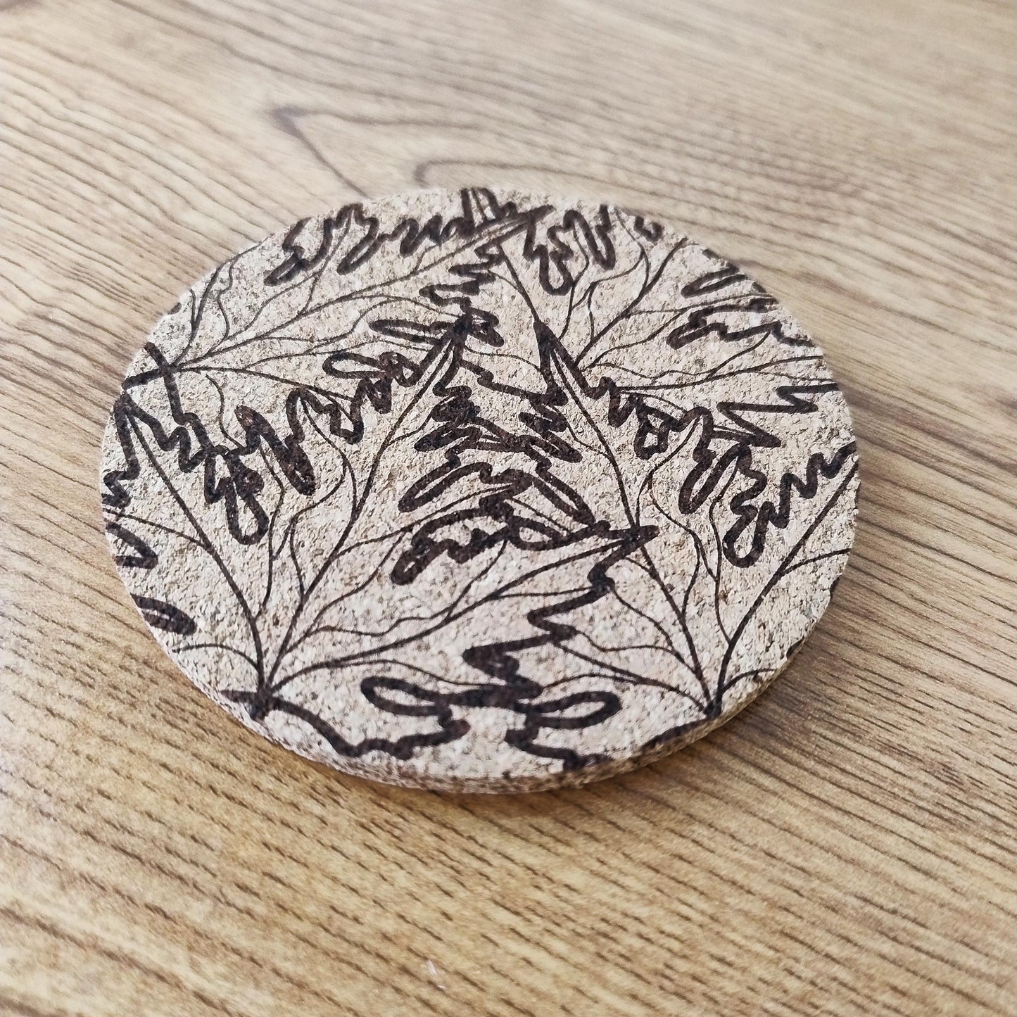 Dessous de Verre en Liège Thème "Feuilles" n°1