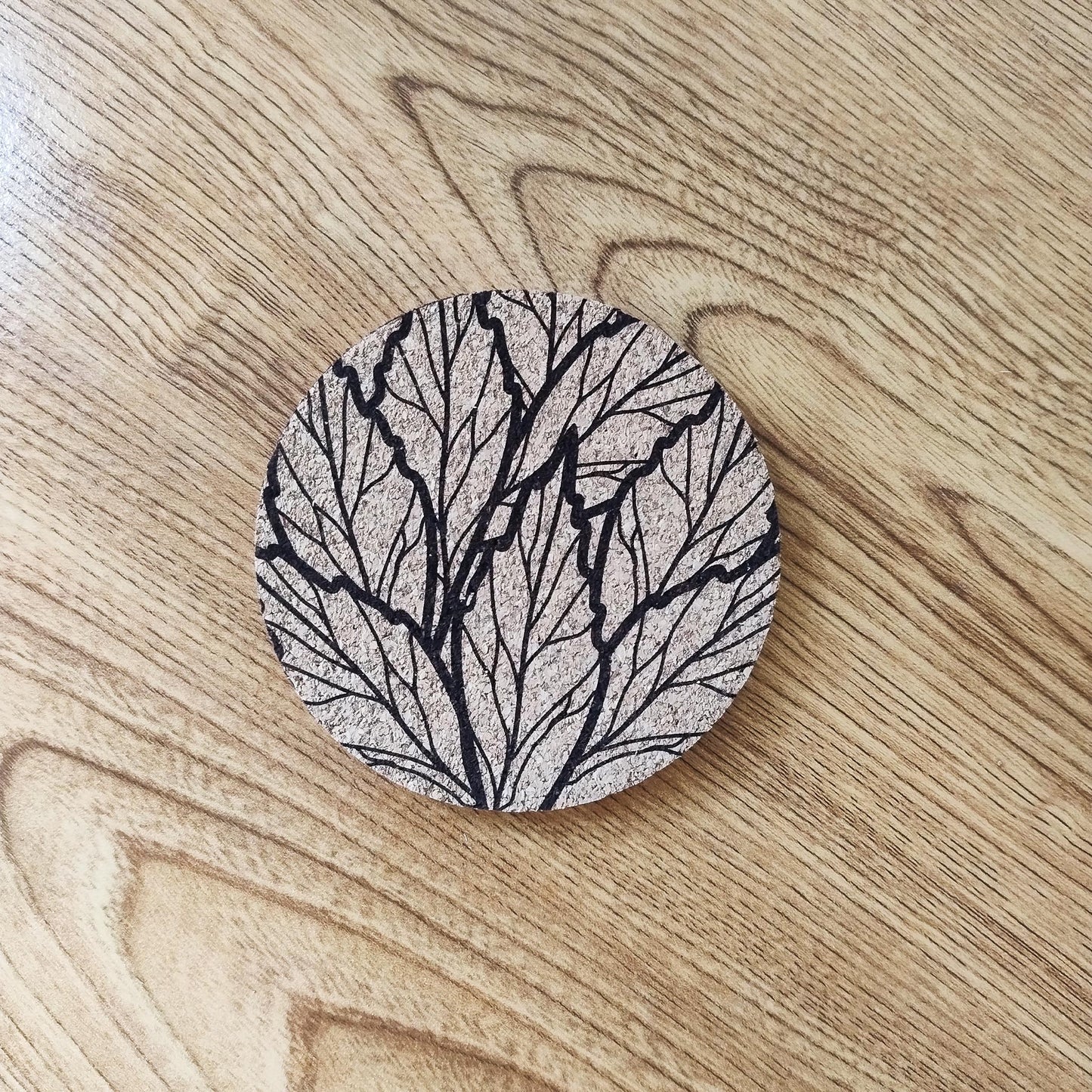 Dessous de Verre en Liège Thème "Feuilles" n°3