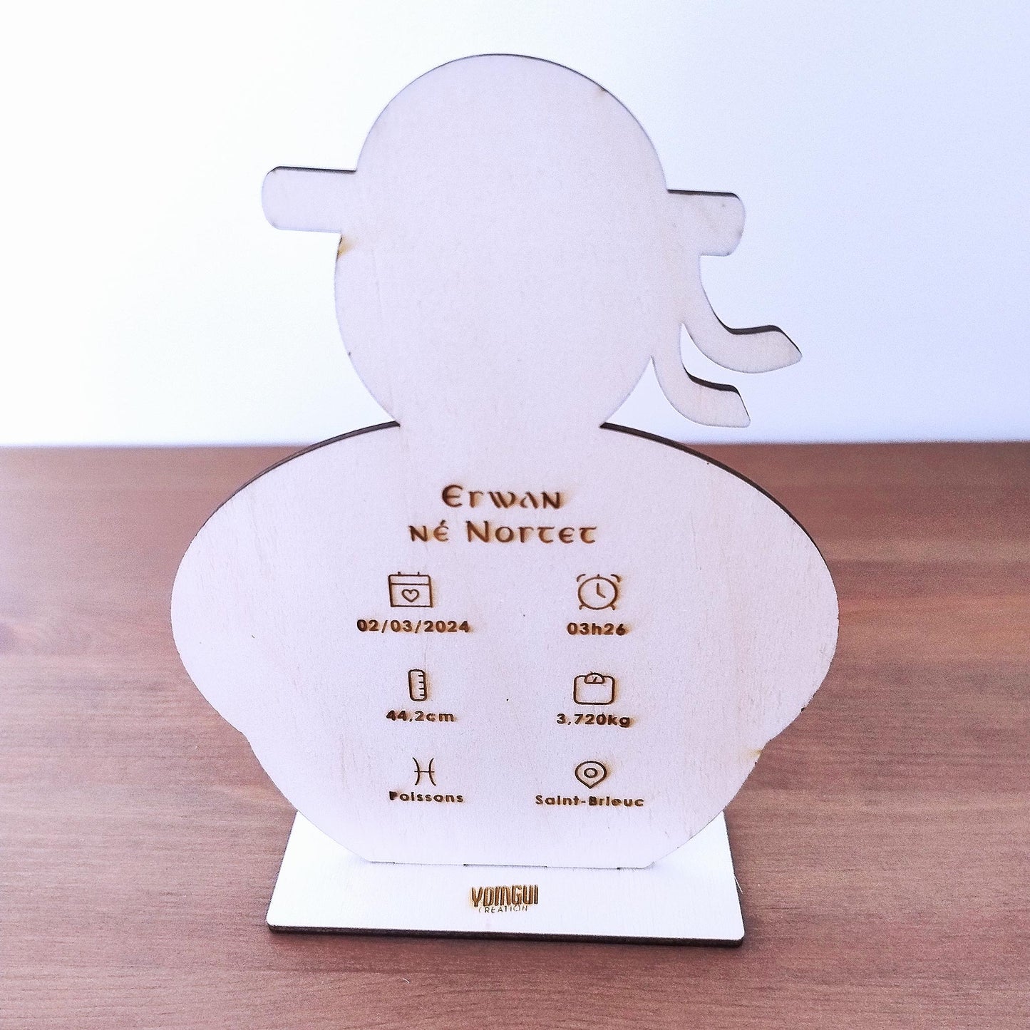 Souvenir de Naissance en Bois "Petit Breton"