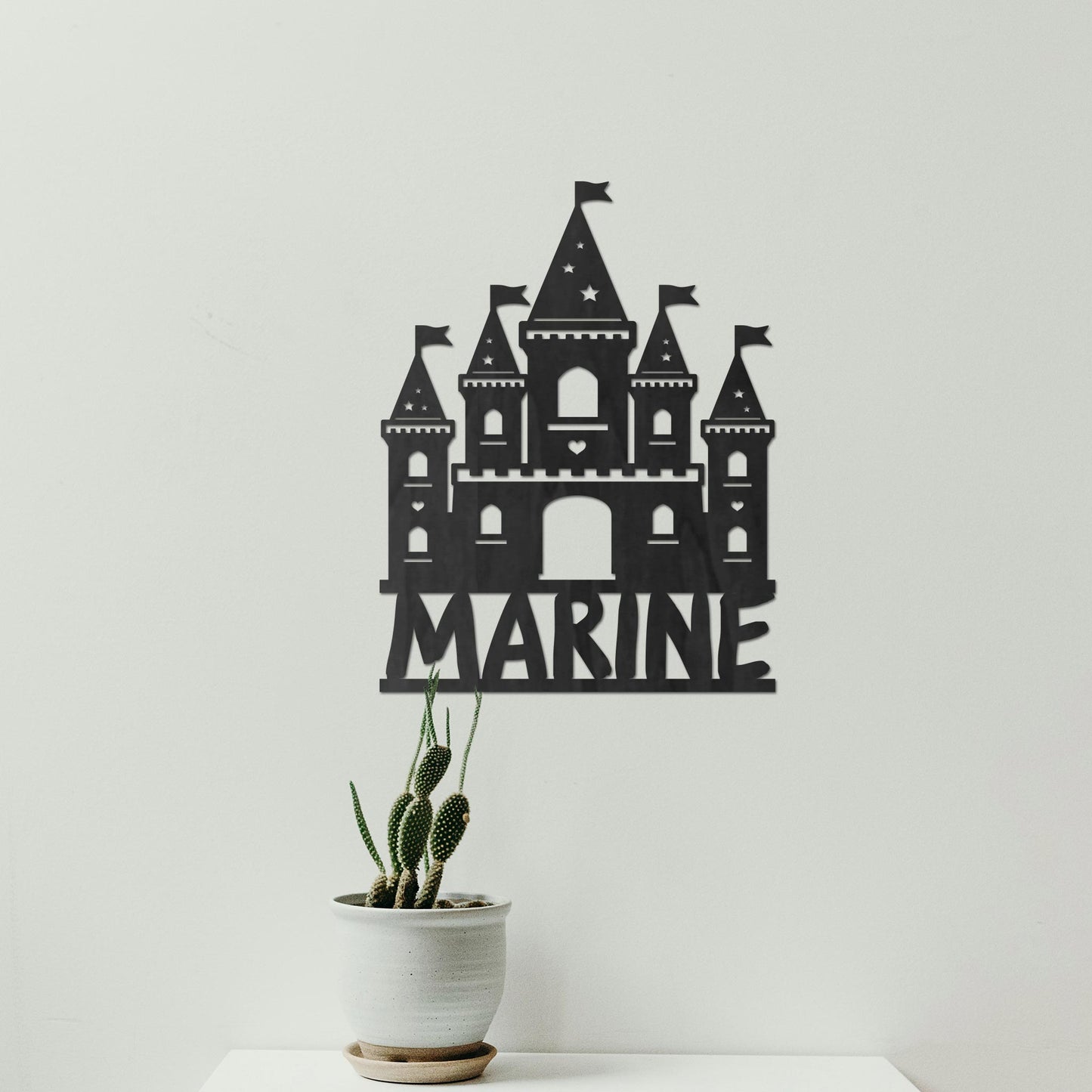 Plaque de Porte Bois "Château Conte de Fée" Prénom Personnalisé