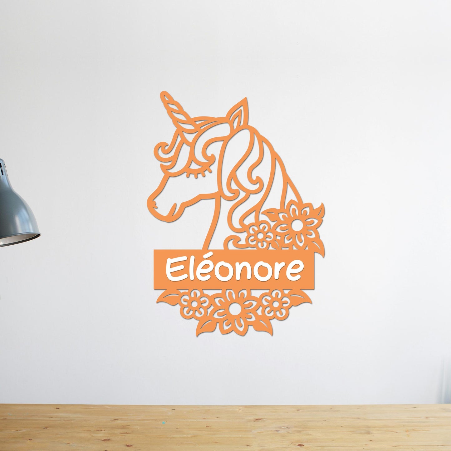 Plaque de Porte Bois "Ma Licorne veille" Prénom Personnalisé