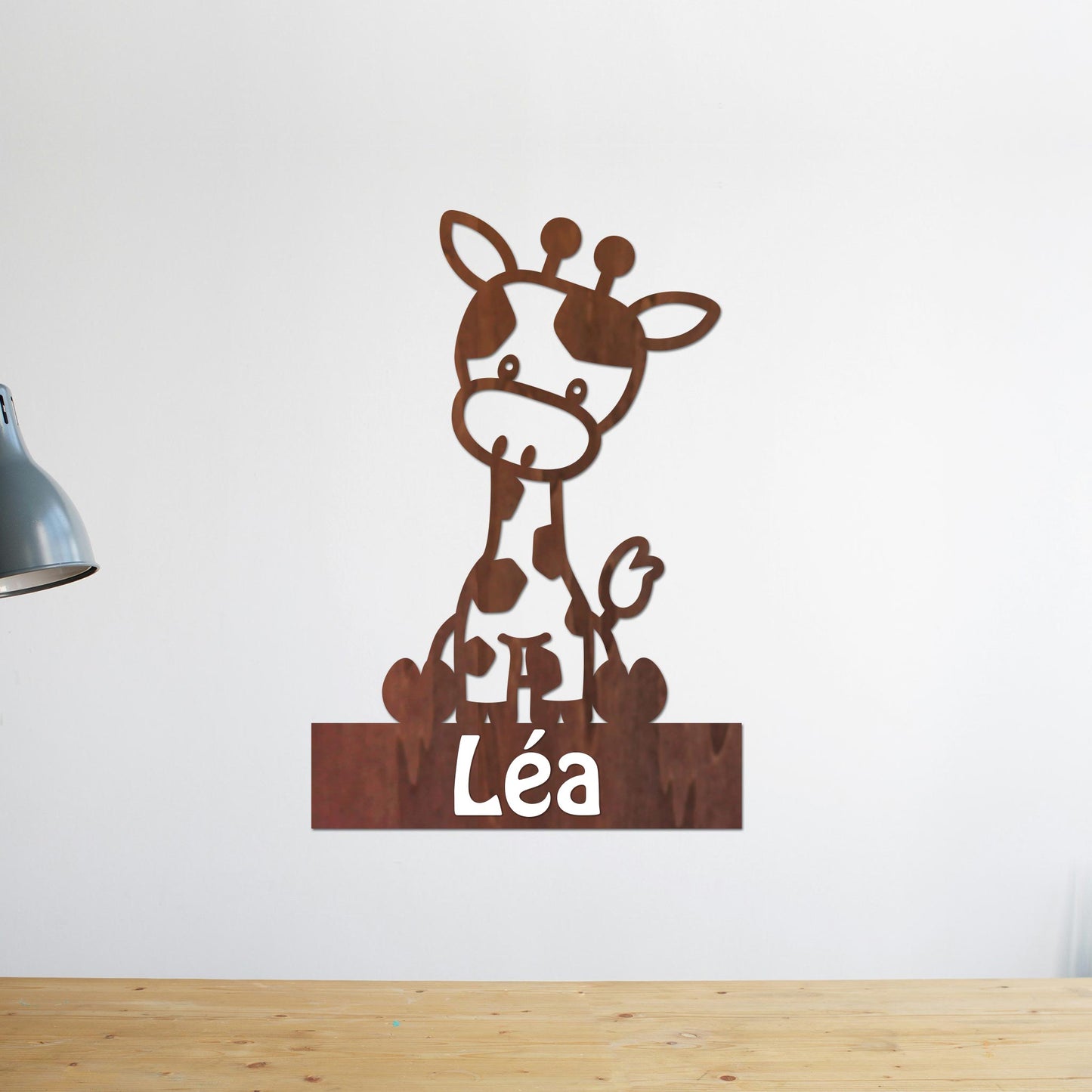 Plaque de Porte Bois "Girafon" Prénom Personnalisé