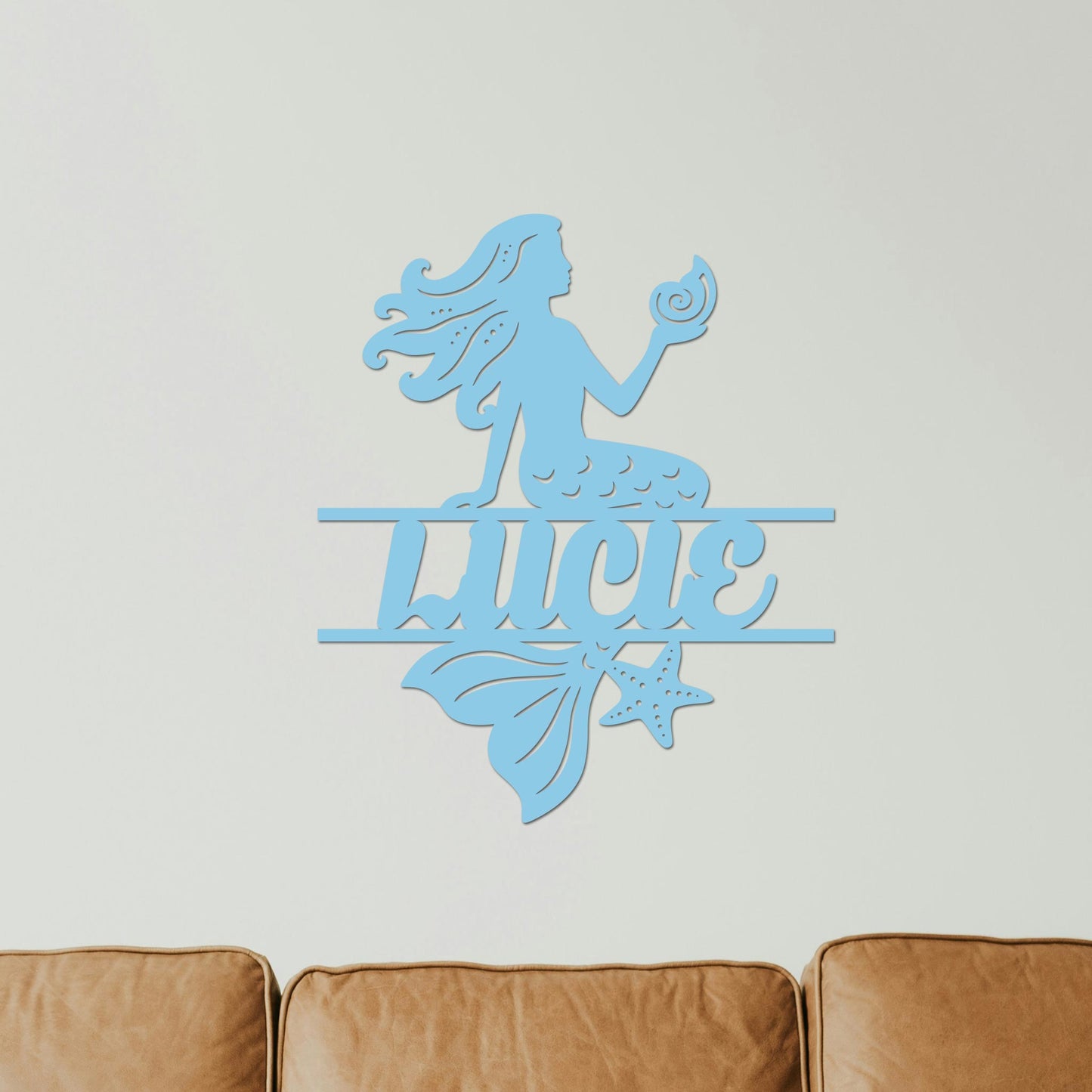 Plaque de Porte Bois "Sirène" Prénom Personnalisé