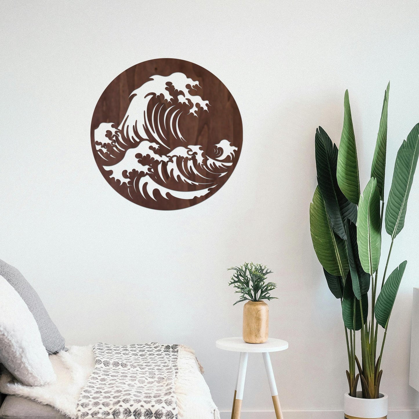 Tableau Bois "Tsunami" Rond