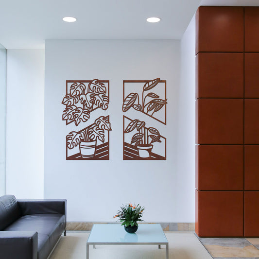 Tableau Bois "Duo Plantes Tropicales"