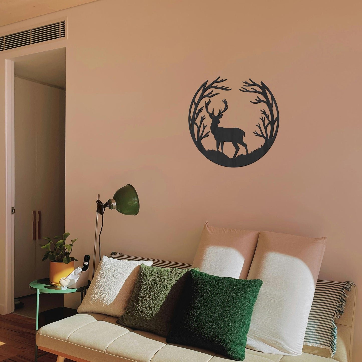 Tableau Bois "Cerf à l'Orée du Bois" Rond