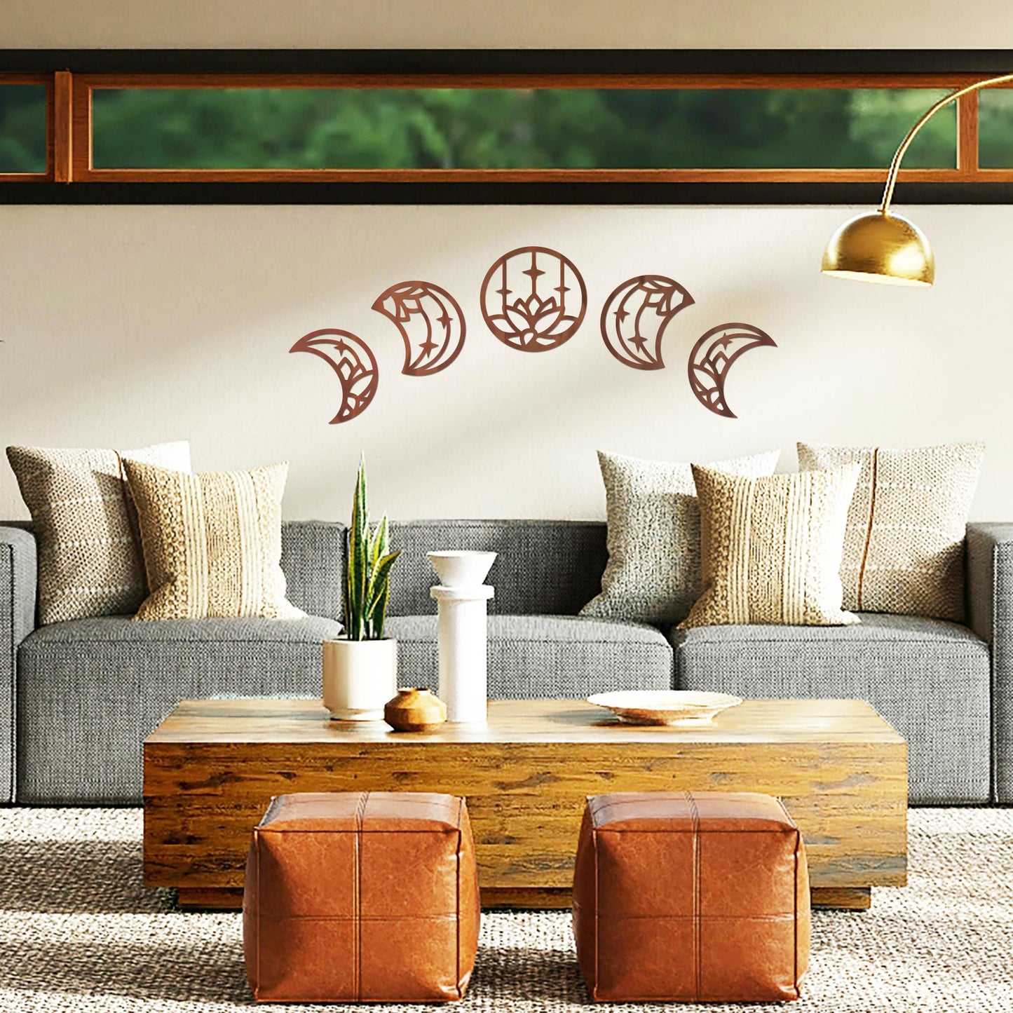 Tableau Bois "Croissants de Lune Boho"