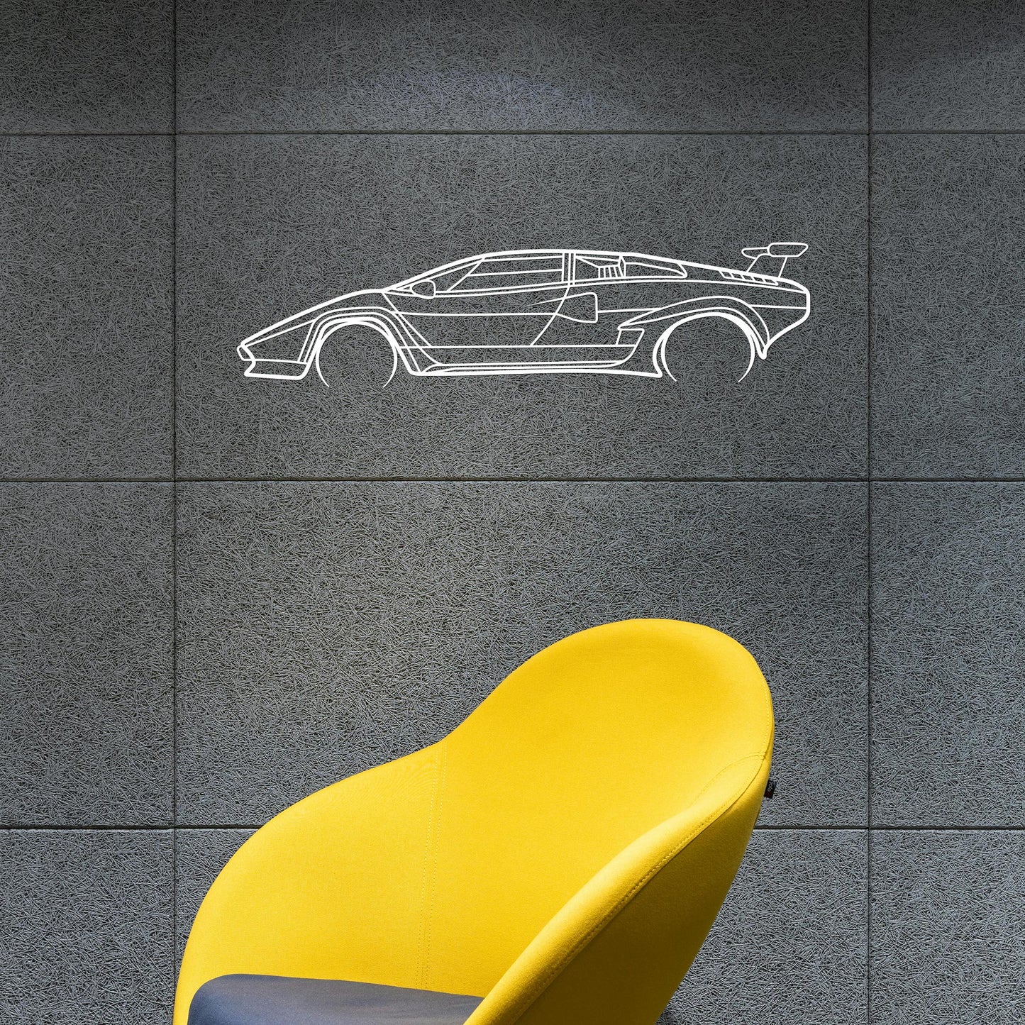 Tableau Bois "Silhouette Véhicule Lamborghini Countach"