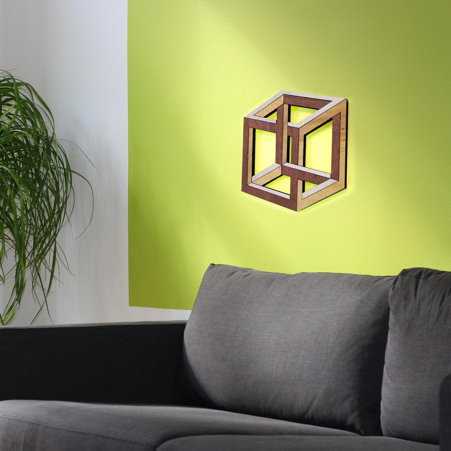 Tableau Bois Géométrie "Cube Impossible"