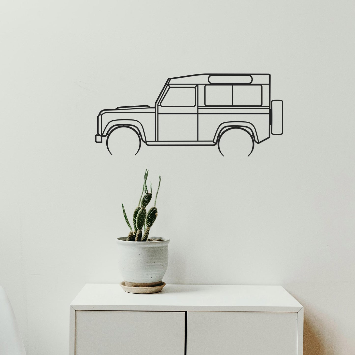 Tableau Bois "Silhouette Véhicule Land Rover Defender 90"