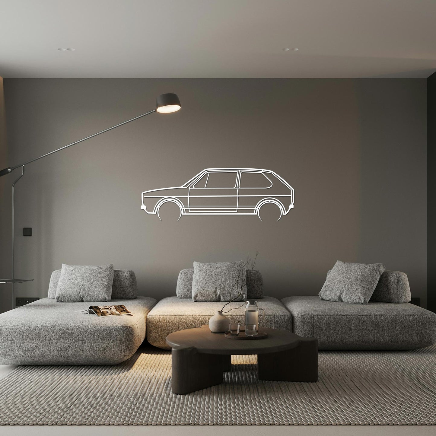Tableau Bois "Silhouette Véhicule Volkswagen Golf 1"