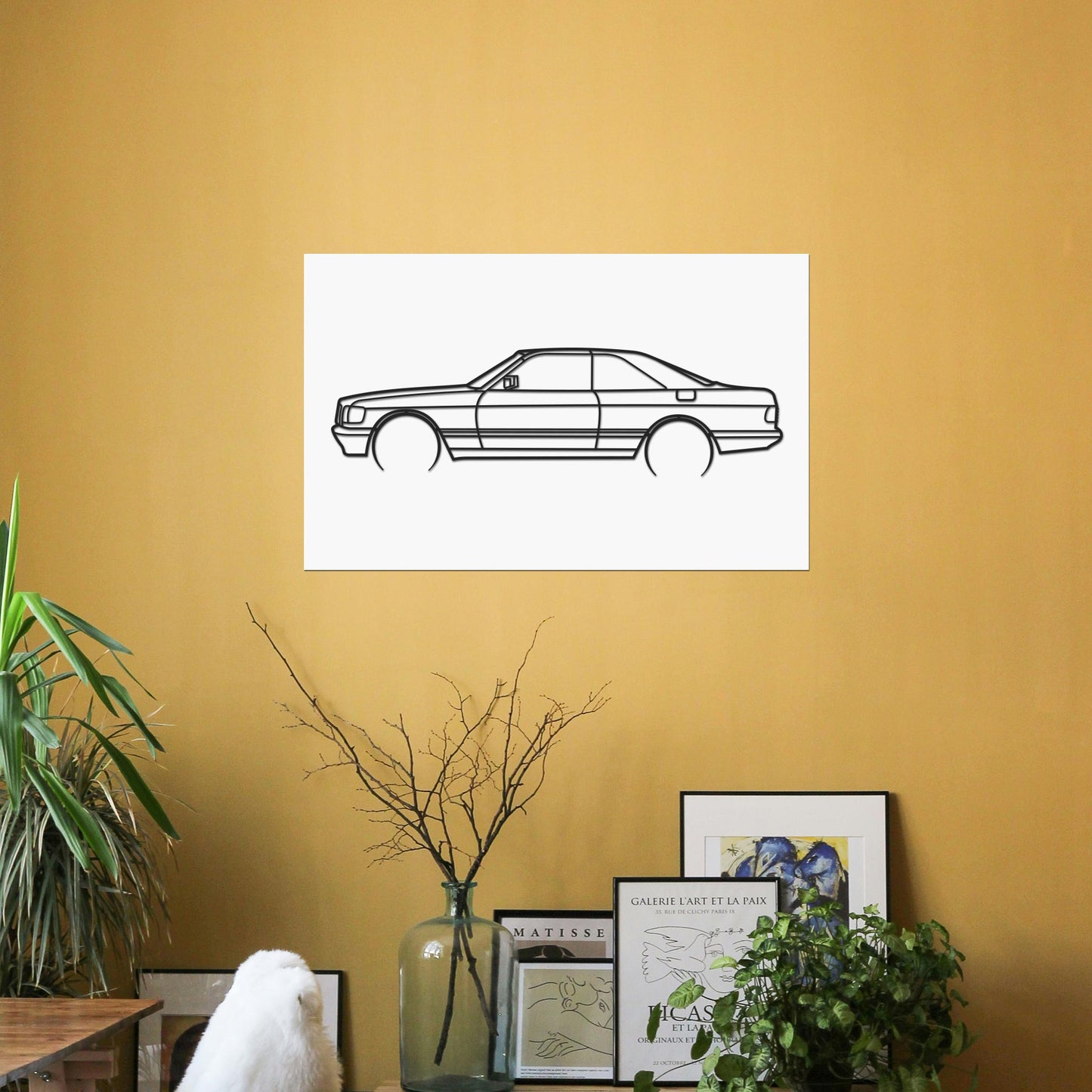 Tableau Bois "Silhouette Véhicule Mercedes-Benz 500 SEC W126"