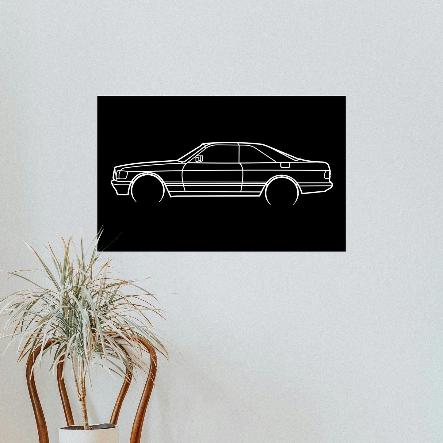 Tableau Bois "Silhouette Véhicule Mercedes-Benz 500 SEC W126"