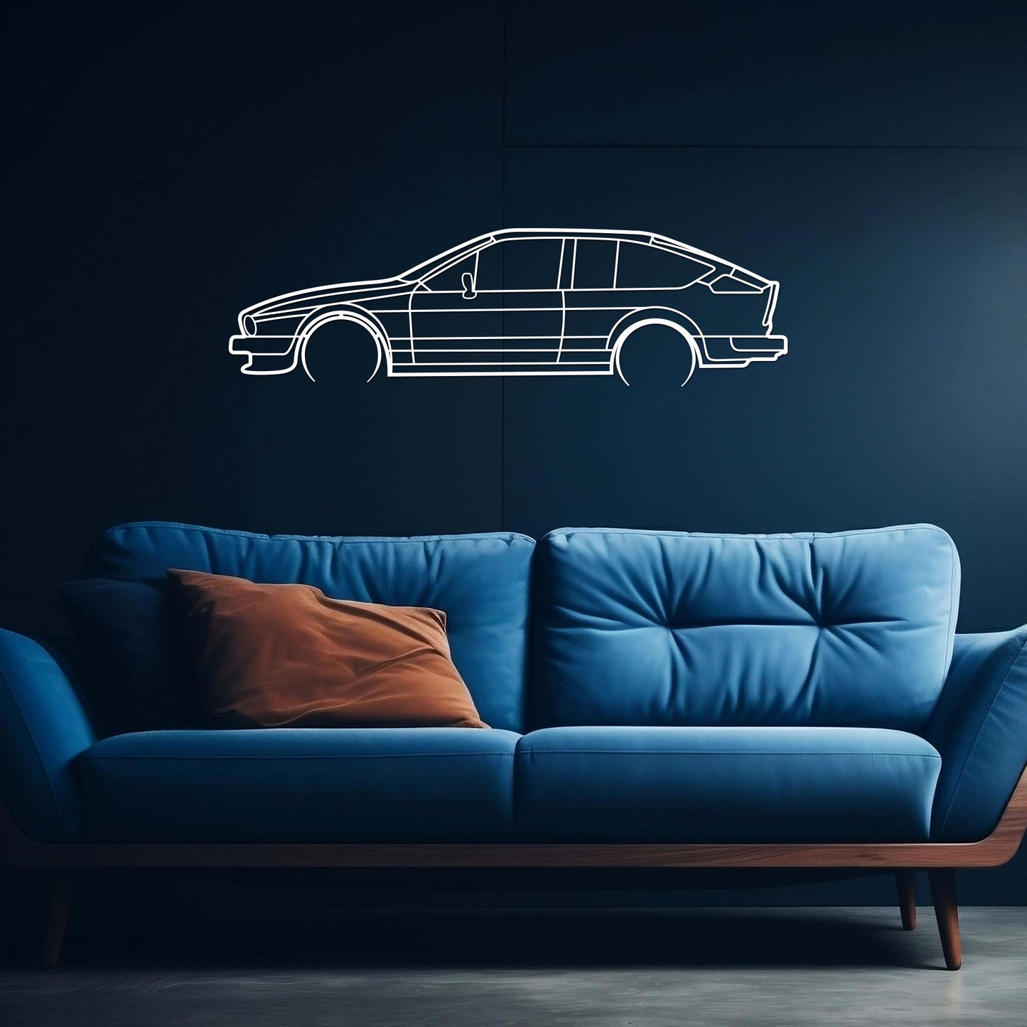 Tableau Bois "Silhouette Véhicule Alfa Roméo GTV"