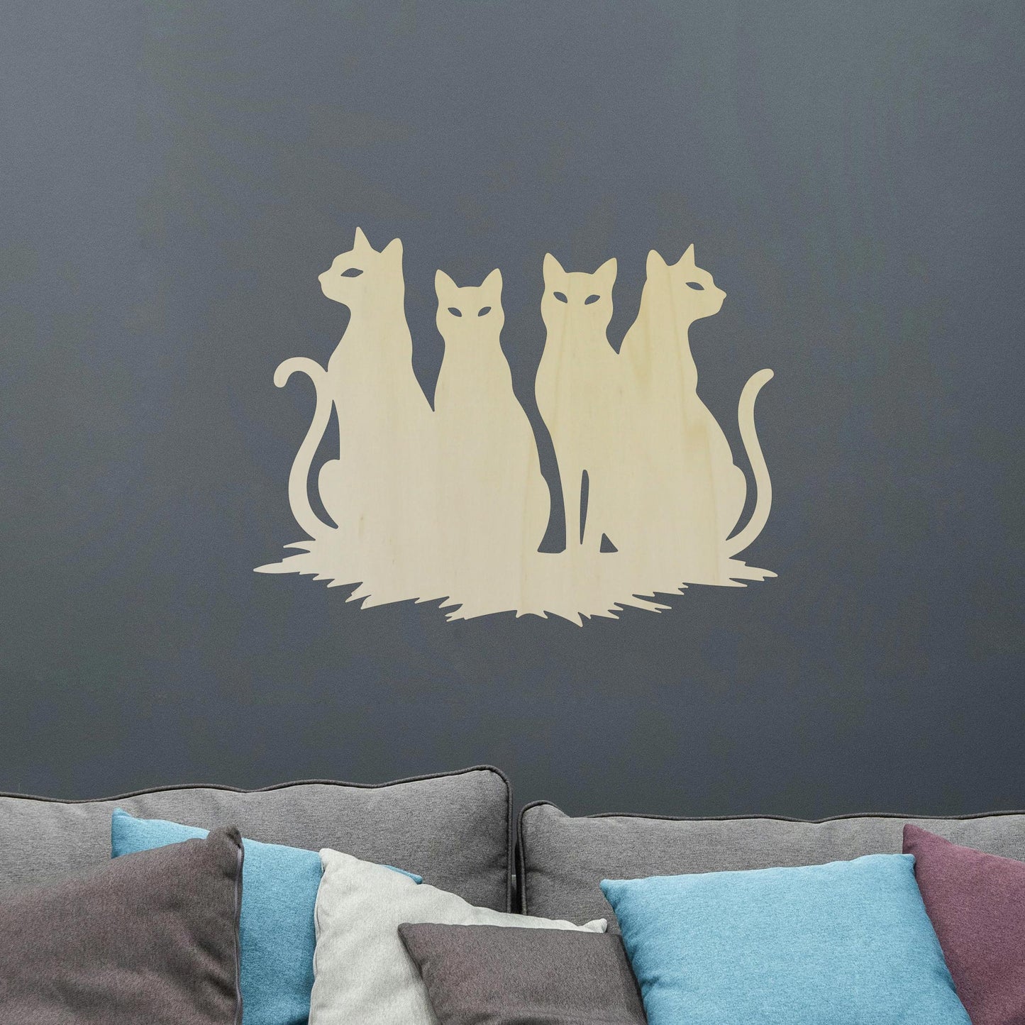 Tableau Bois "Chats Siamois"