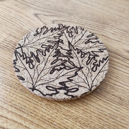Dessous de Verre en Liège Thème "Feuilles" n°1