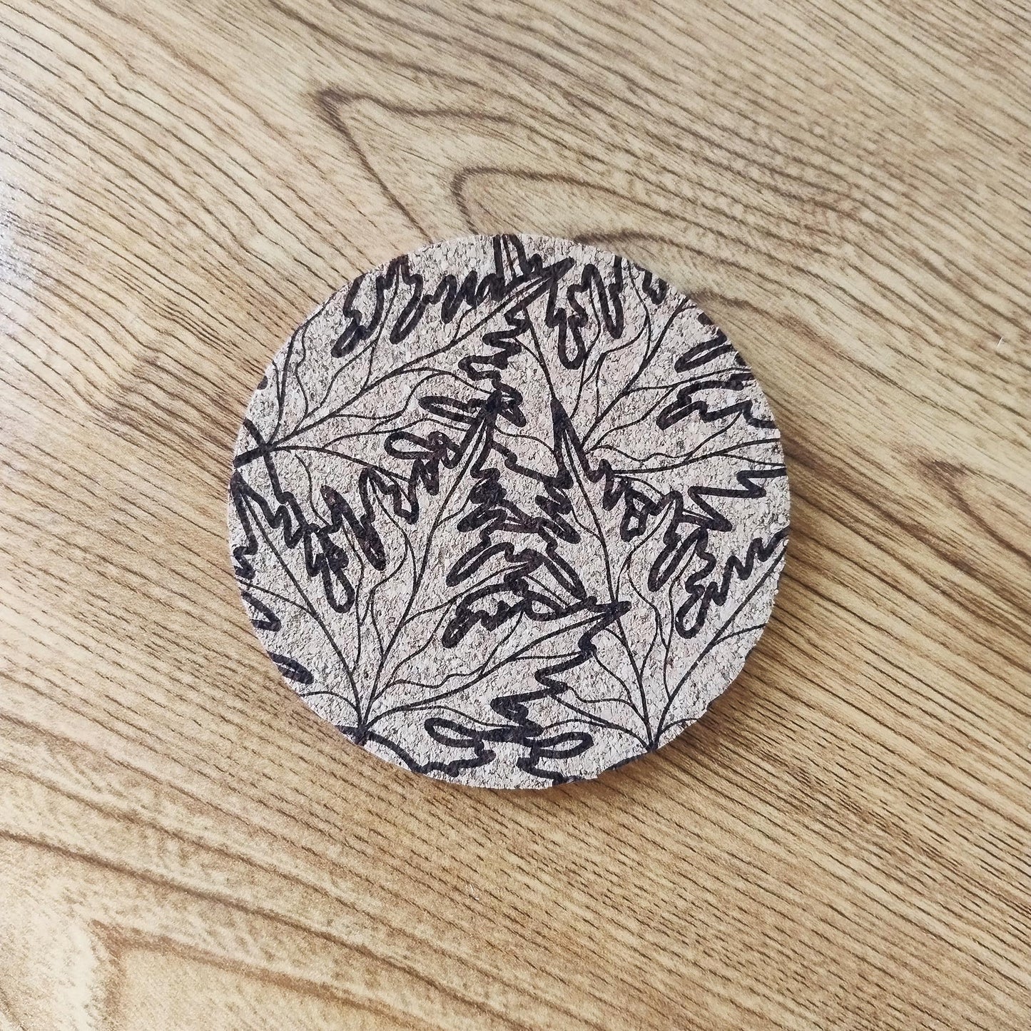 Dessous de Verre en Liège Thème "Feuilles" n°1