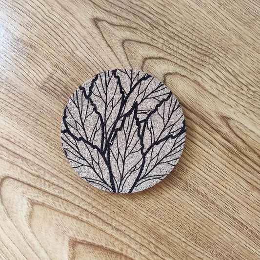 Dessous de Verre en Liège Thème "Feuilles" n°3