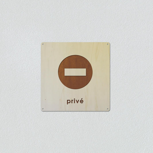 Signalétique en Bois Gravure "Privé"