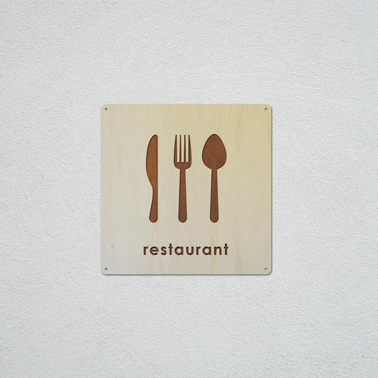 Signalétique en Bois Gravure "Restaurant"