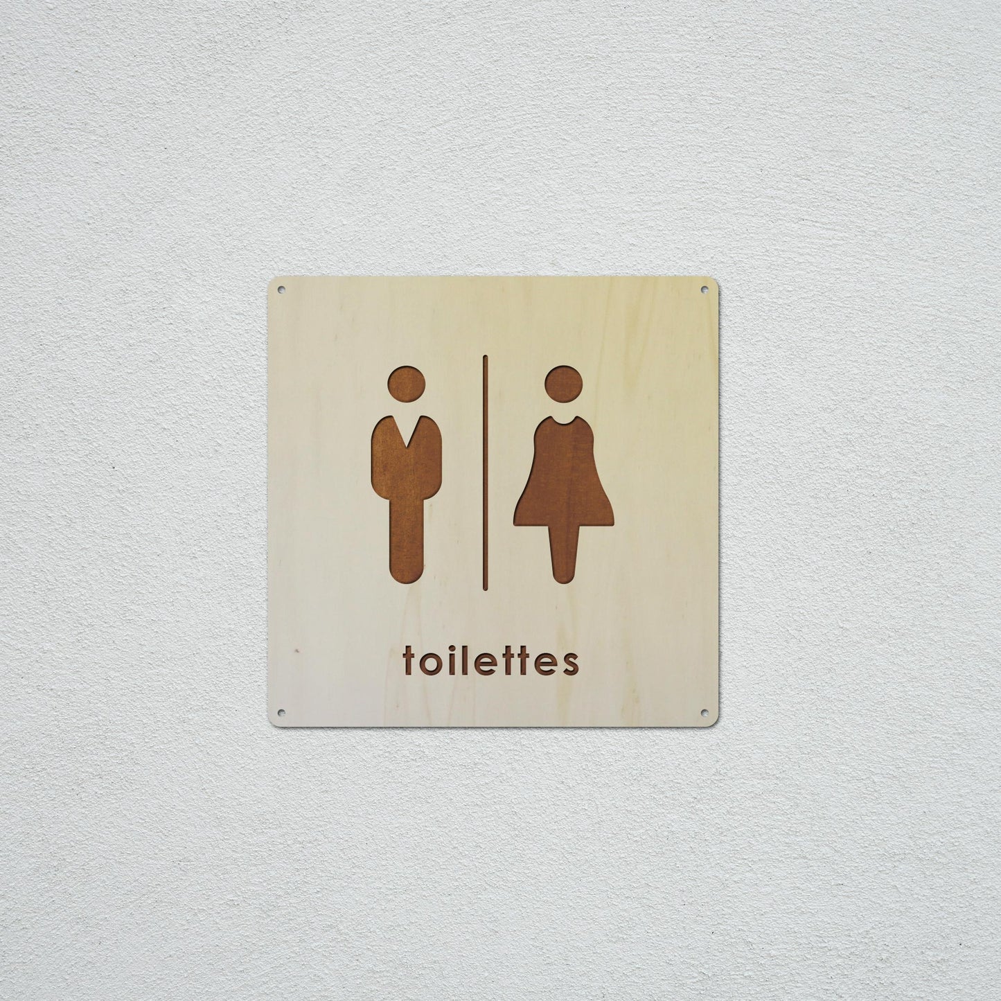 Signalétique en Bois Gravure "Toilettes"