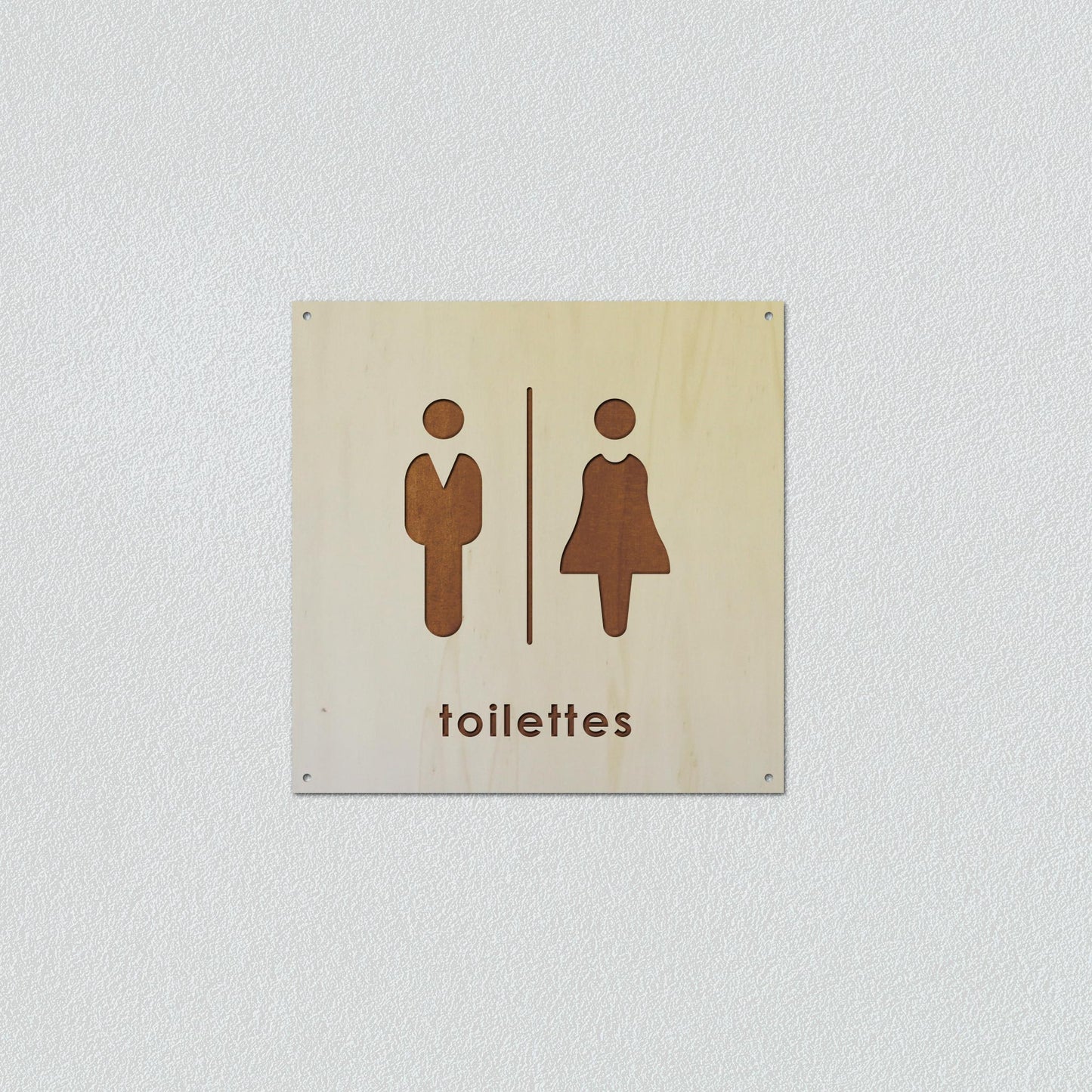 Signalétique en Bois Gravure "Toilettes"