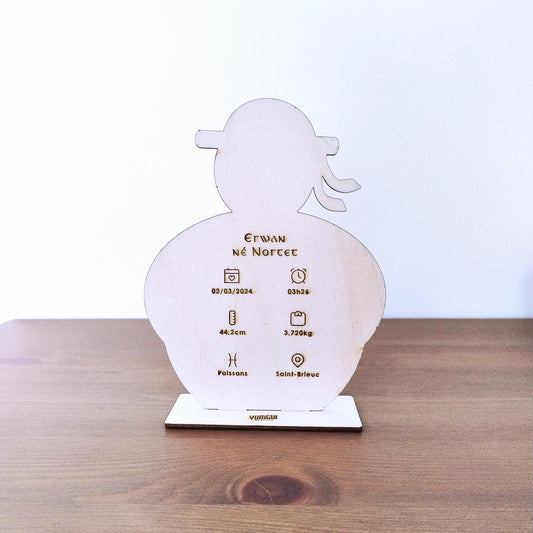Souvenir de Naissance en Bois "Petit Breton"