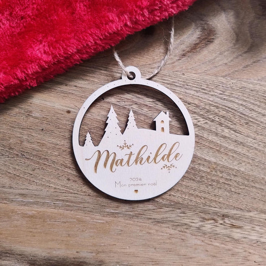 Boule de Noël en Bois "Mon Premier Noël"