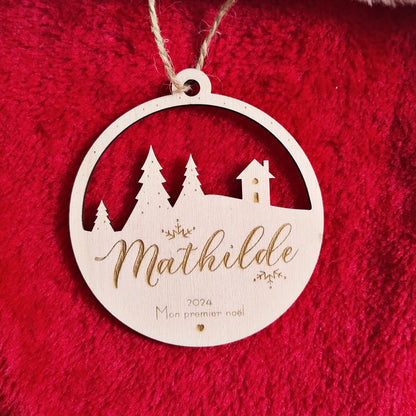 Boule de Noël en Bois "Mon Premier Noël"