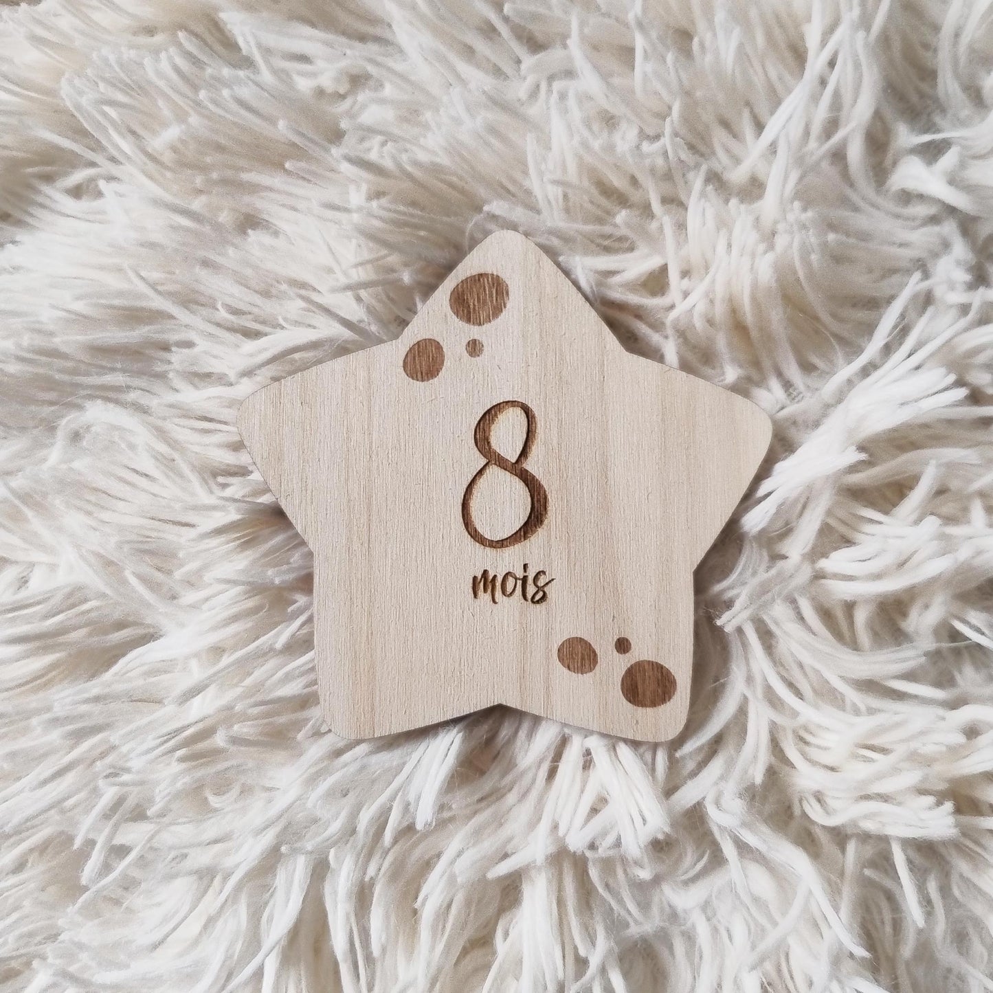 Badges Étapes en Bois "Étoile" Première Année de Bébé