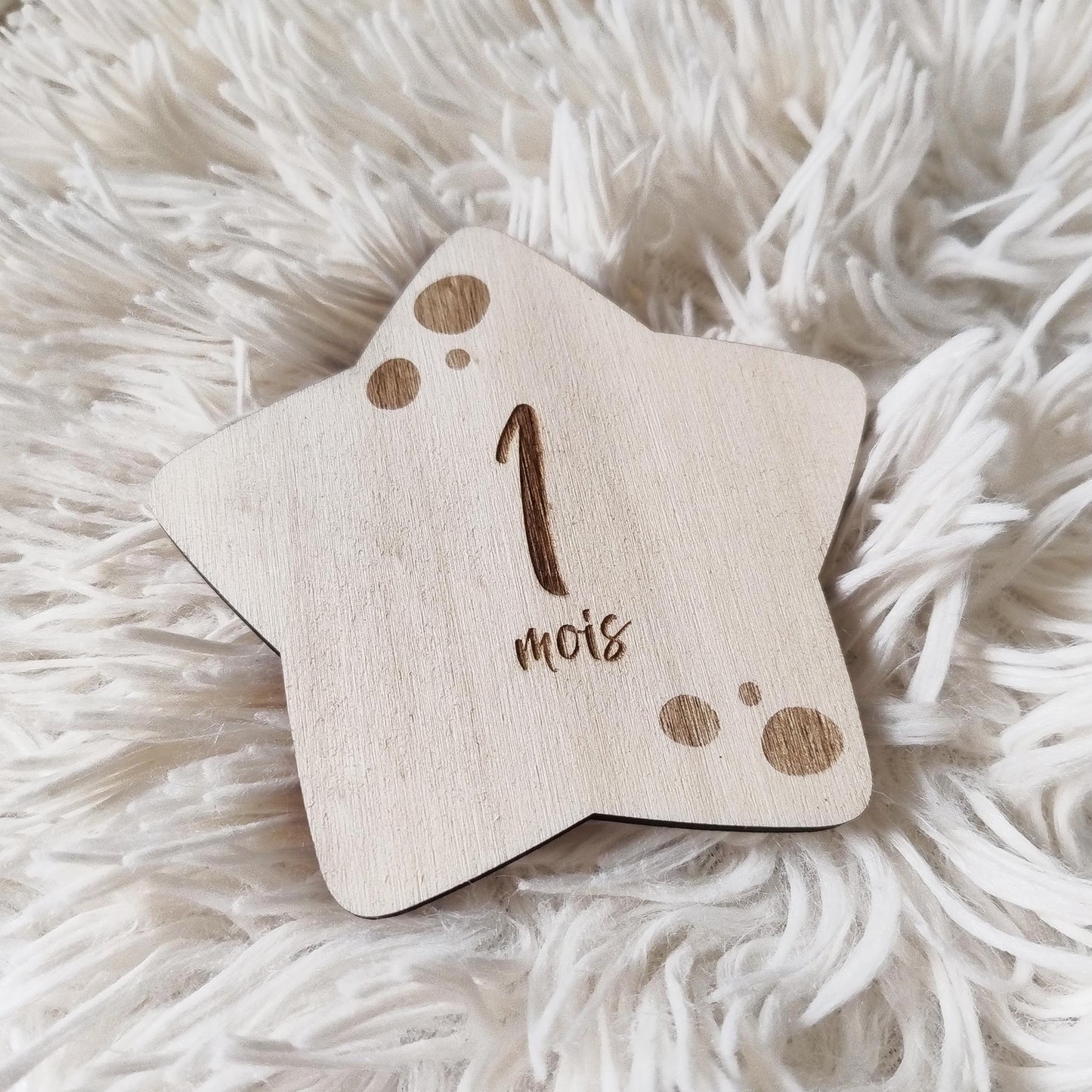 Badges Étapes en Bois "Étoile" Première Année de Bébé