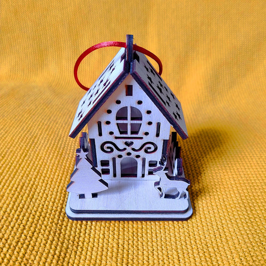 Boule de Noël en Bois Thème "Maisons" n°1