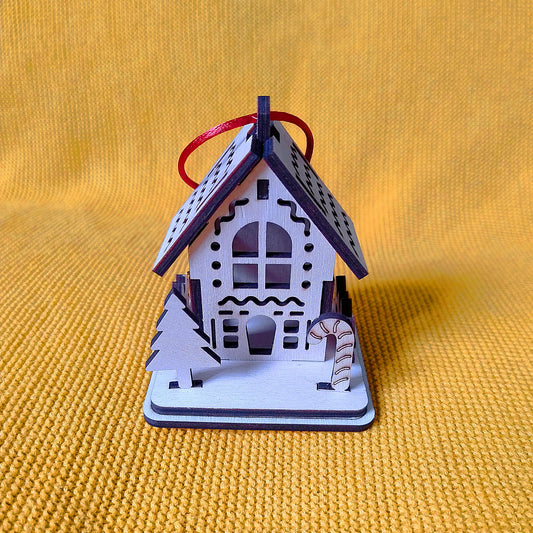 Boule de Noël en Bois Thème "Maisons" n°3