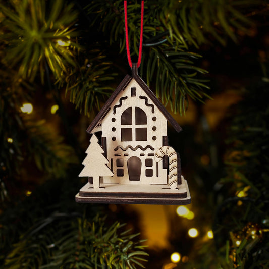 Boule de Noël en Bois Thème "Maisons" n°3