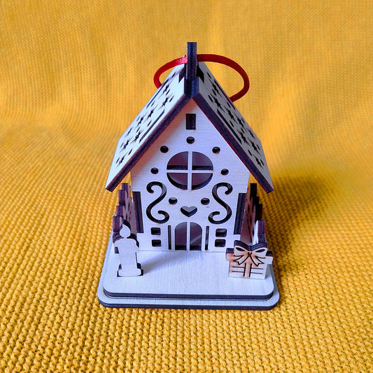 Boule de Noël en Bois Thème "Maisons" n°4