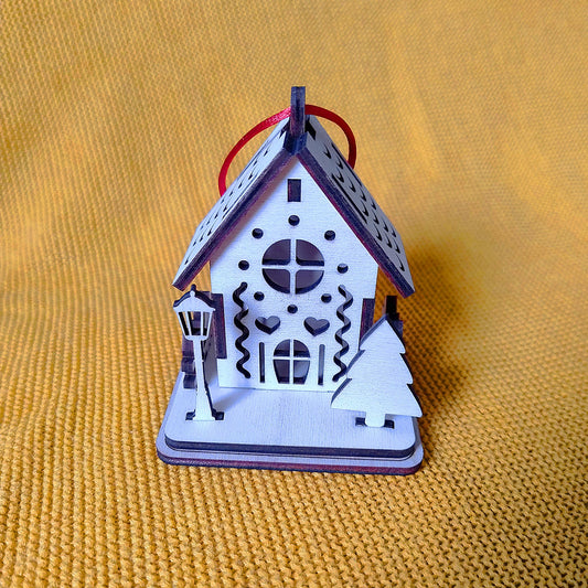Boule de Noël en Bois Thème "Maisons" n°5