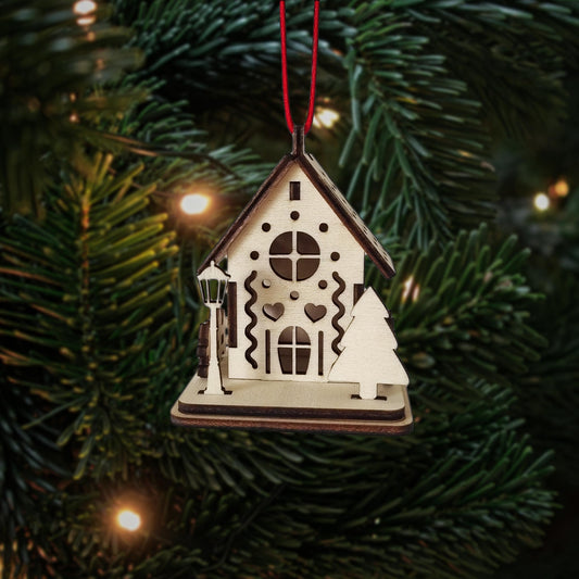 Boule de Noël en Bois Thème "Maisons" n°5
