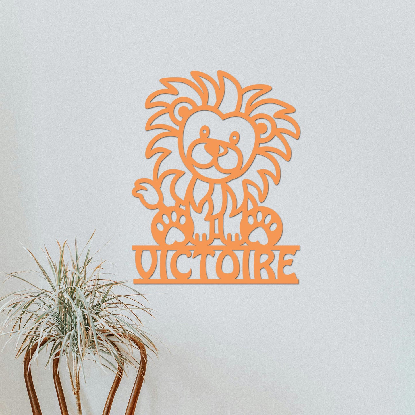 Plaque de Porte Bois "Lionceau" Prénom Personnalisé