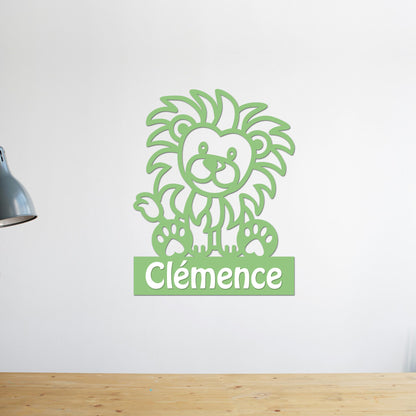 Plaque de Porte Bois "Lionceau" Prénom Personnalisé