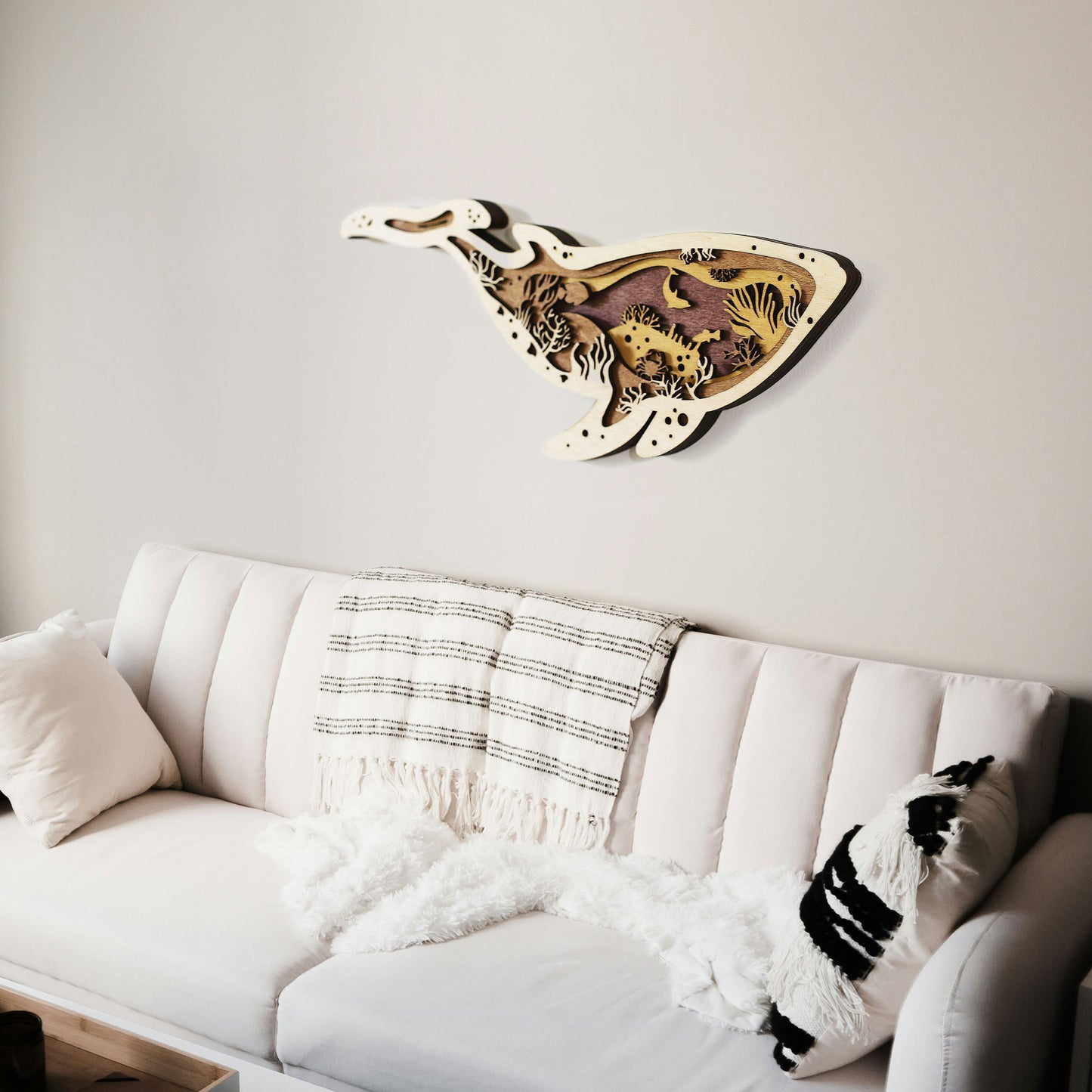 Tableau Bois Relief "Baleine"