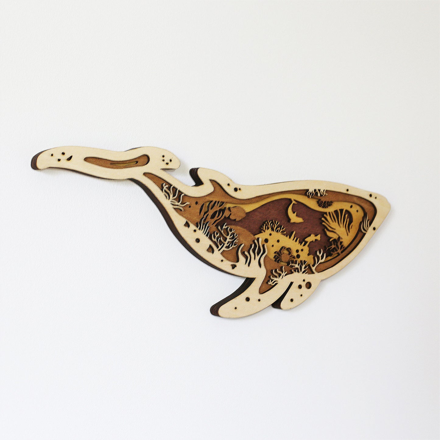 Tableau Bois Relief "Baleine"