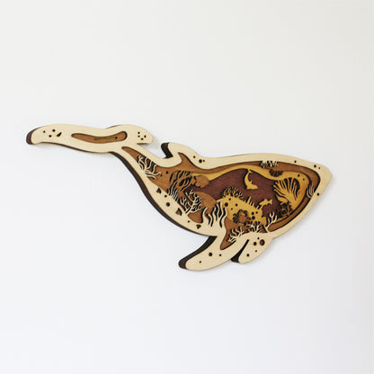 Tableau Bois Relief "Baleine"