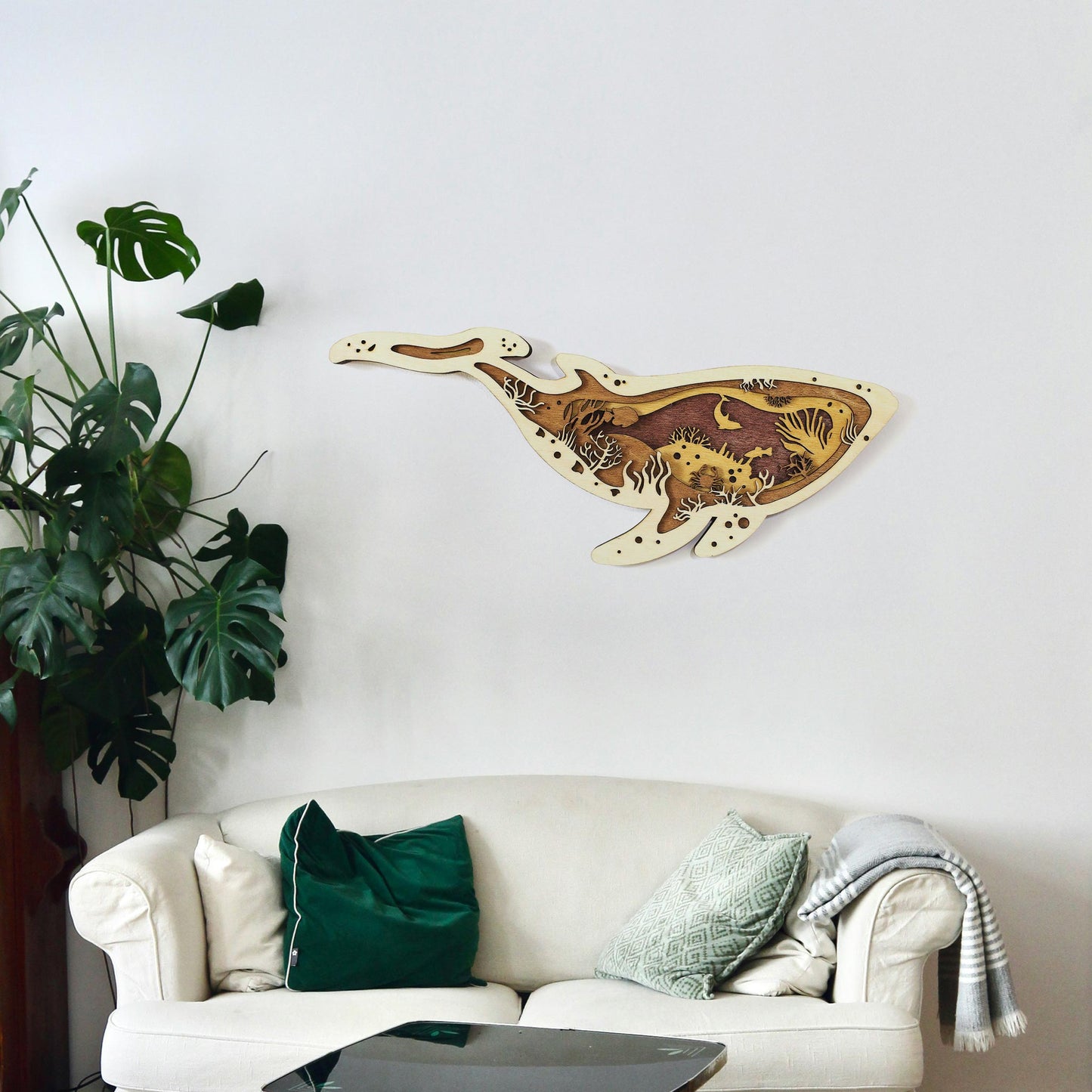 Tableau Bois Relief "Baleine"