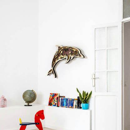 Tableau Bois Relief "Dauphin"