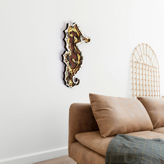 Tableau Bois Relief "Hippocampe"