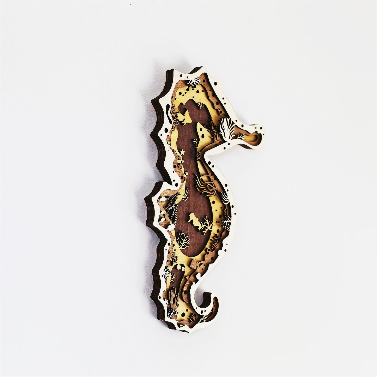 Tableau Bois Relief "Hippocampe"