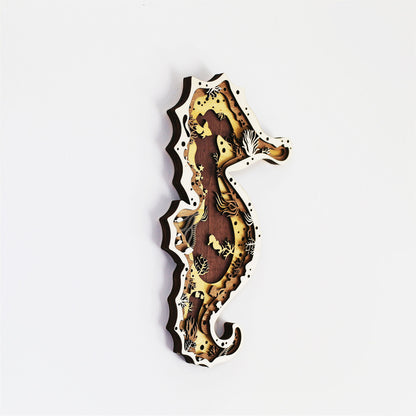 Tableau Bois Relief "Hippocampe"