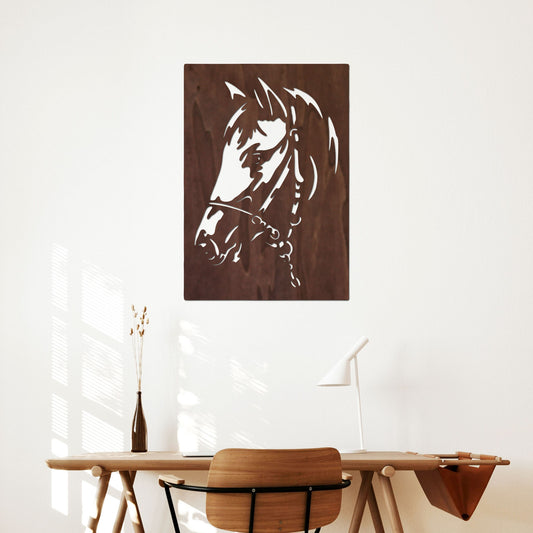 Tableau Bois "Cheval Harnaché"