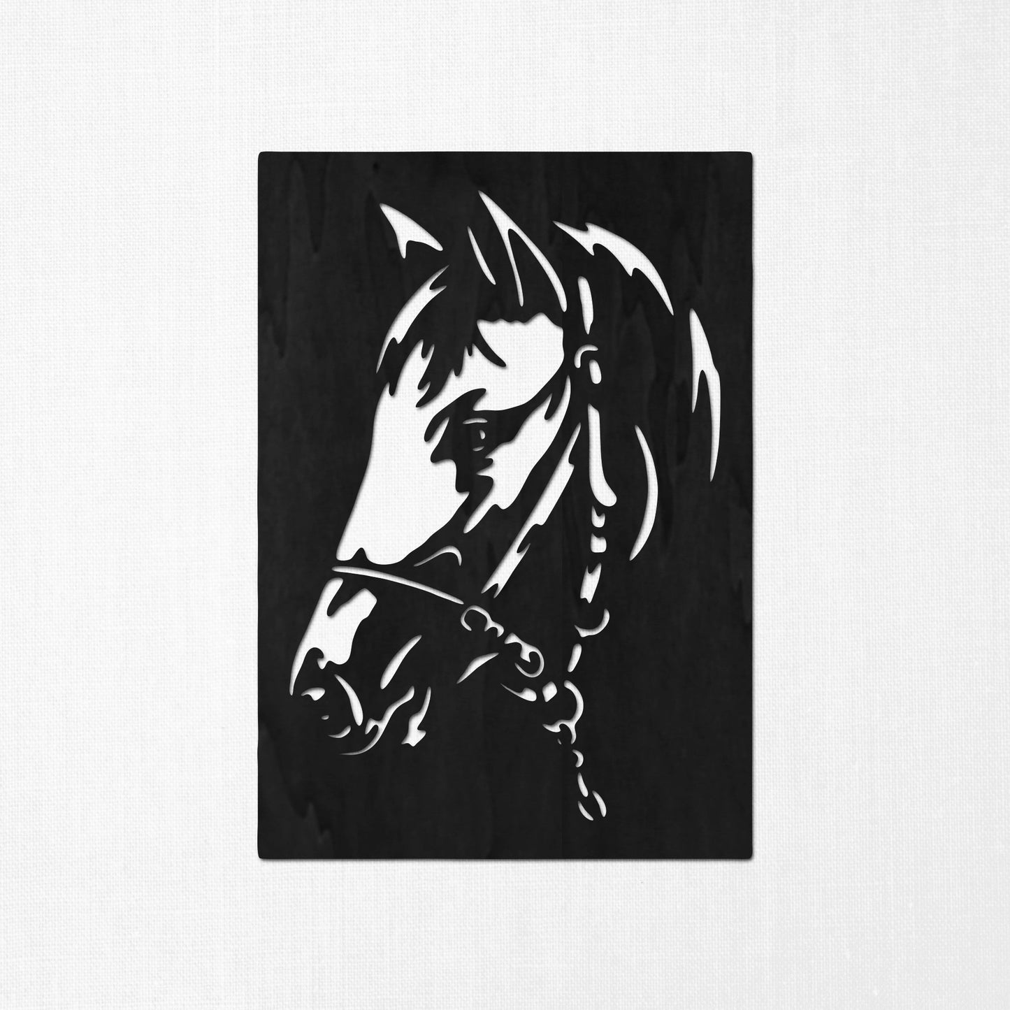 Tableau Bois "Cheval Harnaché"