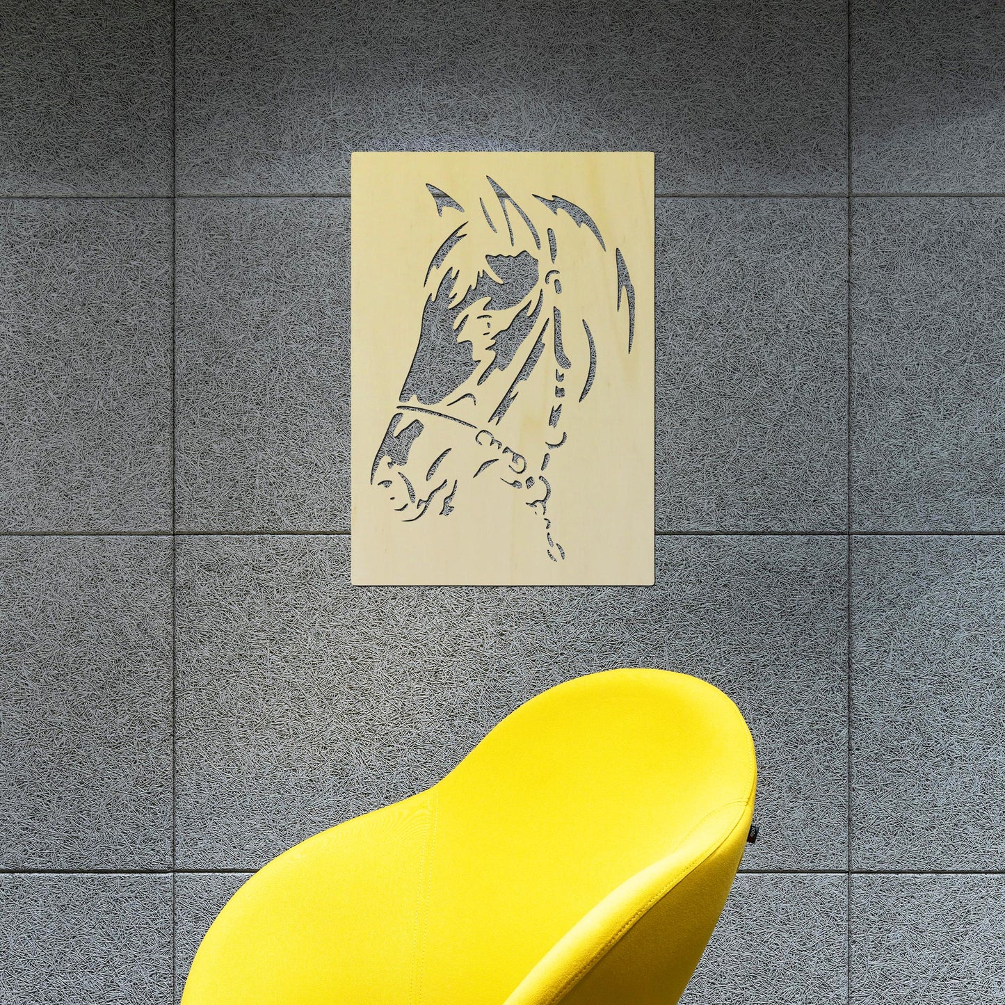 Tableau Bois "Cheval Harnaché"